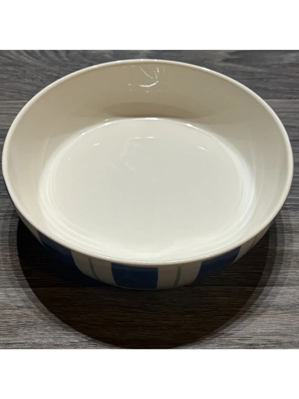 Pfaltzgraff Wyngate Stripe Round Baker Stoneware Bowl Blue Green USA 8